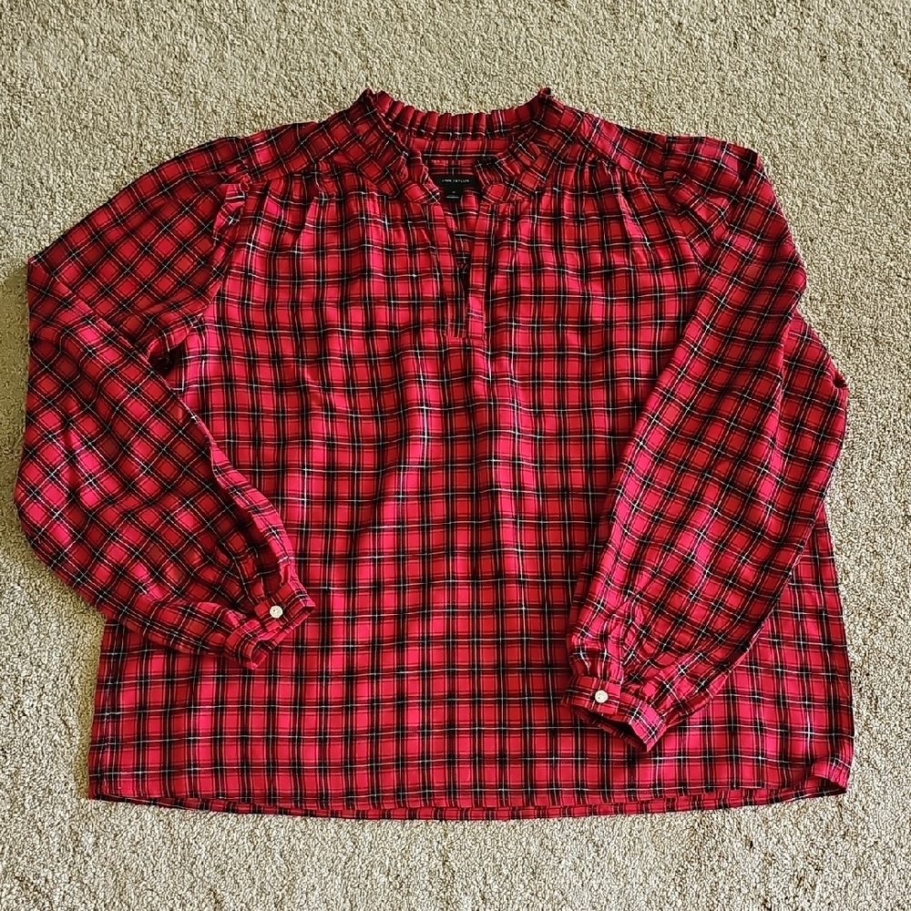 Ann Taylor Red Plaid Shirt